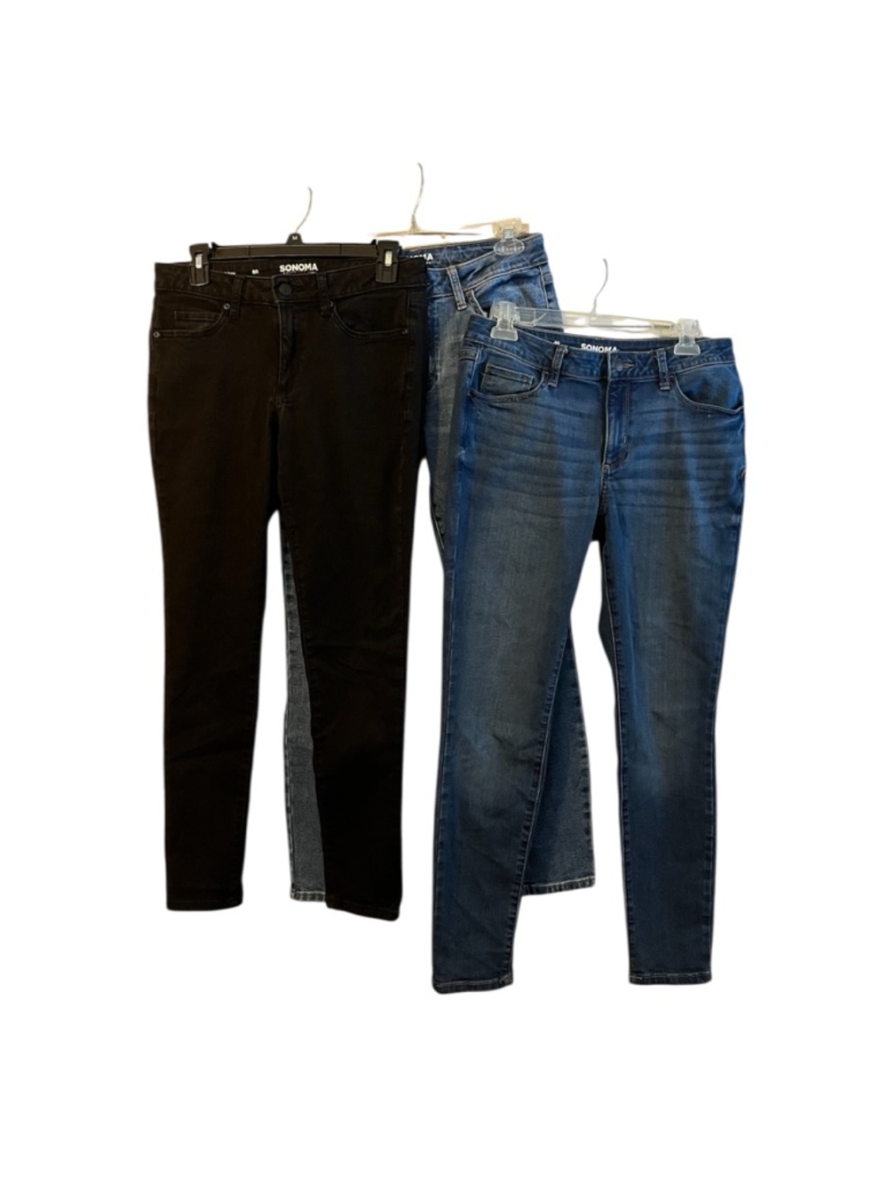 THREE Pairs of SONOMA Women’s Mid-Rise Skinny Jeans - Black & Blue